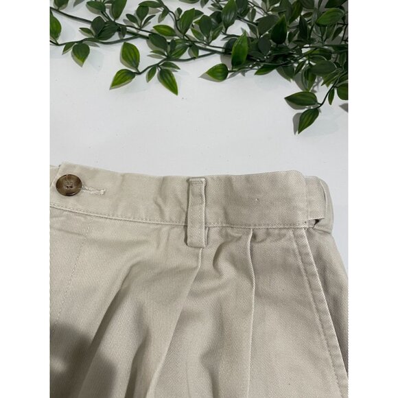 LL Bean Shorts Mens 37 Beige Chino Comfort Waist Pleated Front Zip Fly Outdoor - Picture 5 of 12